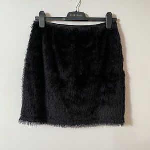 Fuzzy Black Mini Skirt